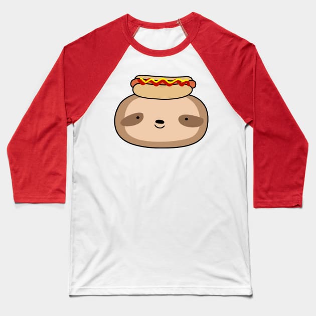 Hotdog Sloth Face Baseball T-Shirt by saradaboru